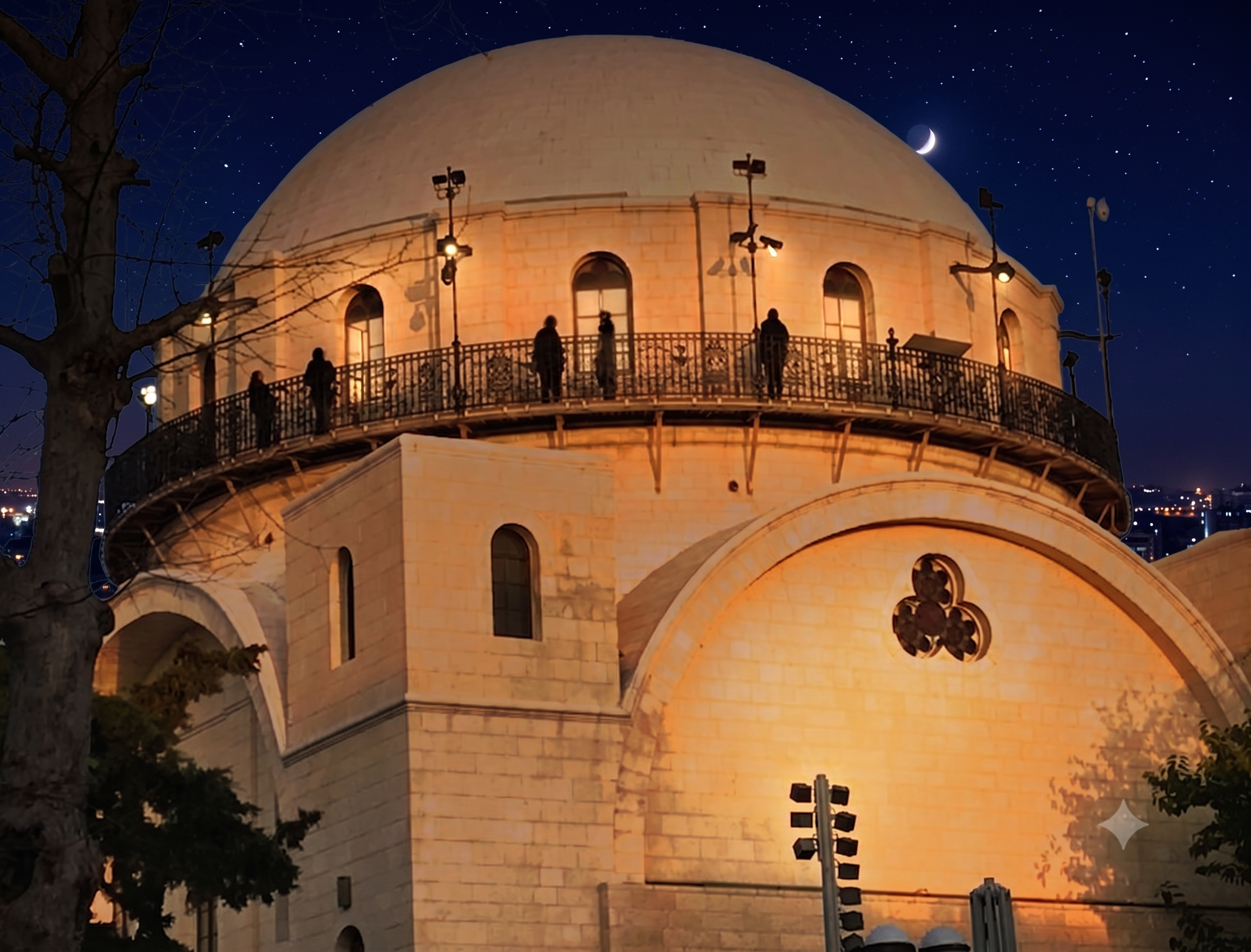 The Hurva Synagogue dome balcony at night